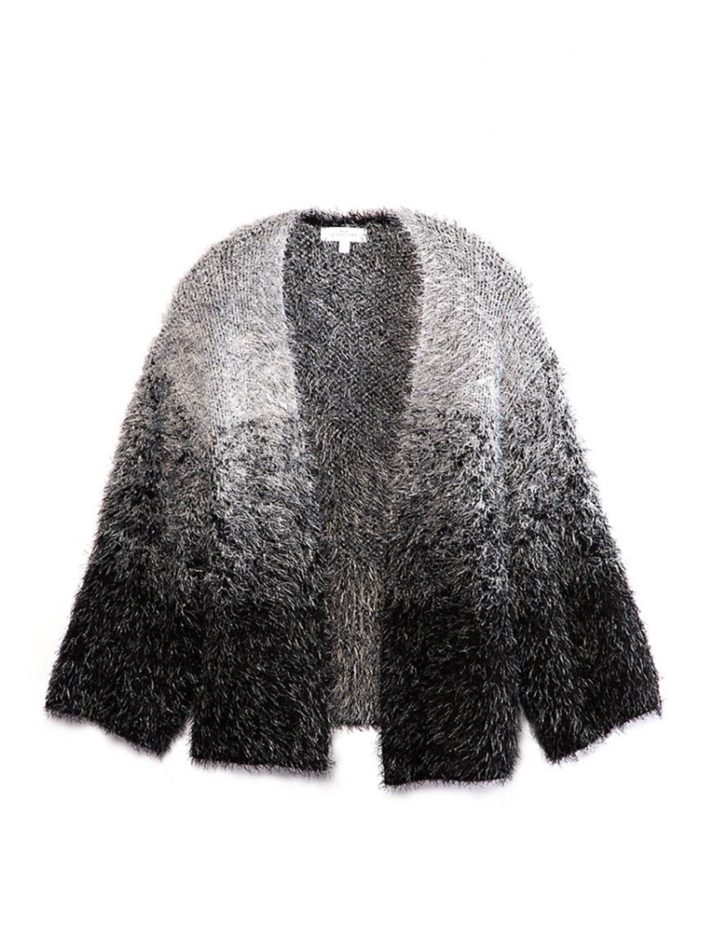 new directions Ombre Faux-Fur Open Cardigan - Black & Gray
